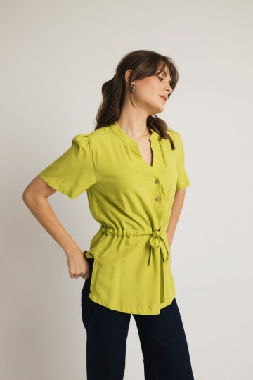 Μπλούζα αέρινη μονόχρωμη lime - 