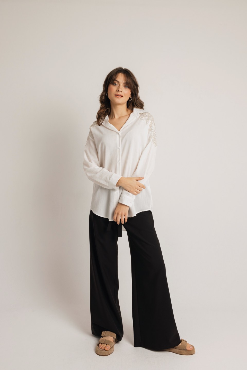 Παντελόνι ψηλόμεσο σε φαρδιά γραμμή μαύρο