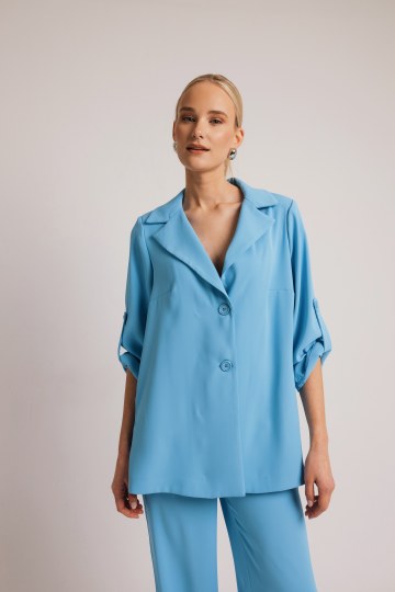 Σακάκι με δύο μπροστινά κουμπιά γαλάζιο