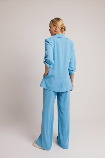 Παντελόνι κρεπ με λάστιχο στο πίσω μέρος γαλάζιο - 