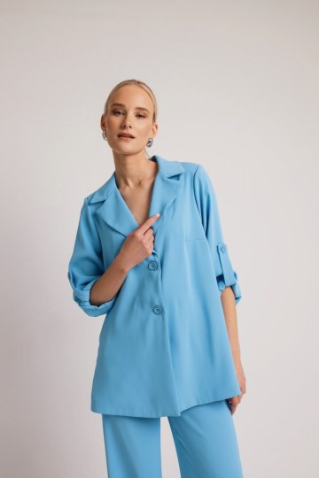 Σακάκι με δύο μπροστινά κουμπιά γαλάζιο - 