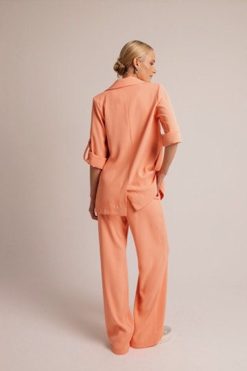 Παντελόνι κρεπ με λάστιχο στο πίσω μέρος κοραλλί - 