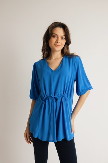 Μπλούζα αέρινη μονόχρωμη μπλε ρουά