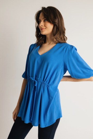 Μπλούζα αέρινη μονόχρωμη μπλε ρουά - 