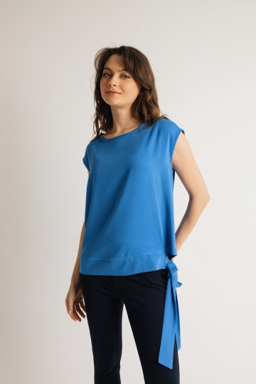 Μπλούζα αμάνικη μονόχρωμη μπλε