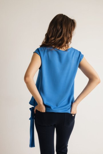 Μπλούζα αμάνικη μονόχρωμη μπλε - 