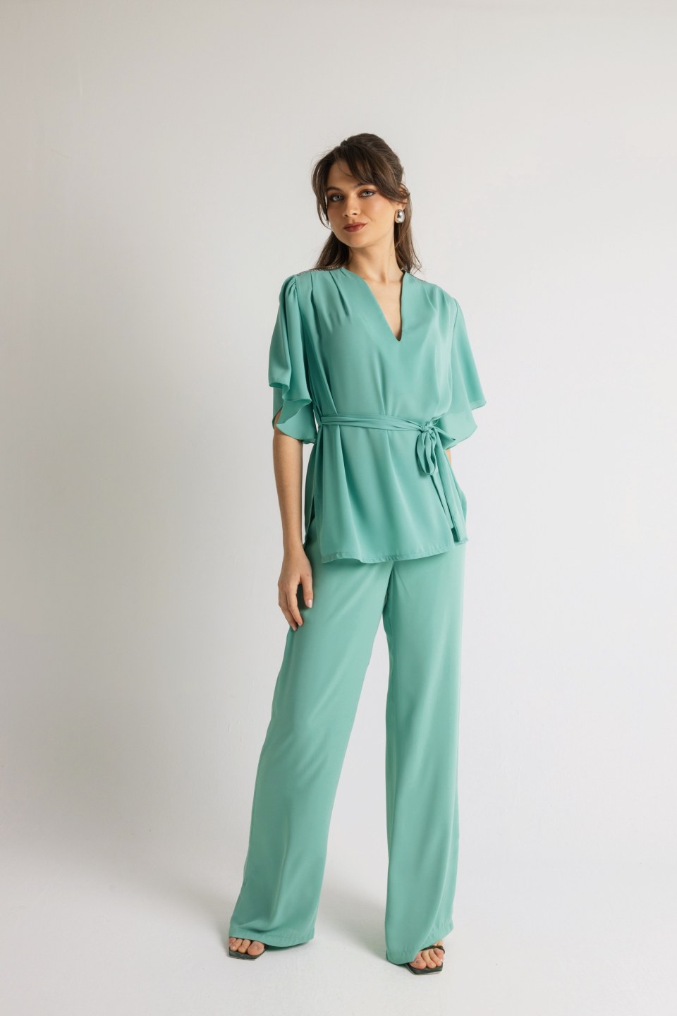 Παντελόνα ψηλόμεση με λάστιχο στο πίσω μέρος βεραμάν