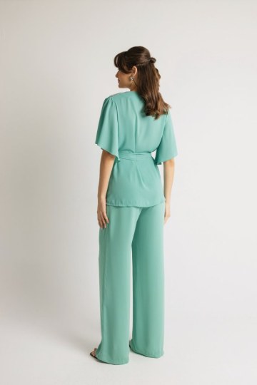 Παντελόνα ψηλόμεση με λάστιχο στο πίσω μέρος βεραμάν - 