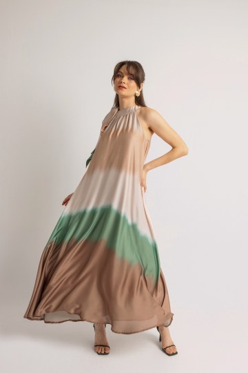 Φόρεμα αμάνικο αέρινο καφέ