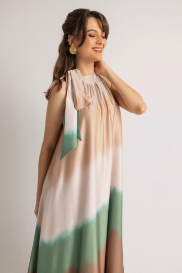 Φόρεμα αμάνικο αέρινο καφέ - 