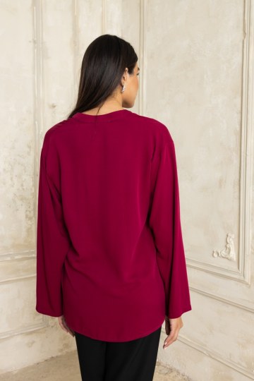  Πουκάμισο αέρινο με γιακά βυσσινί - 