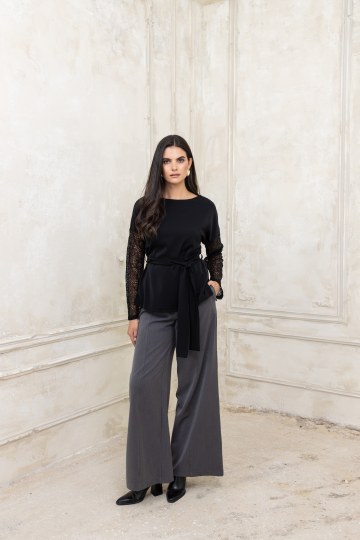 Παντελόνα σε φαρδιά γραμμή γκρι