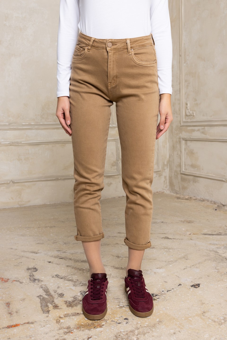 Παντελόνι τζιν ψηλόμεσο μπεζ