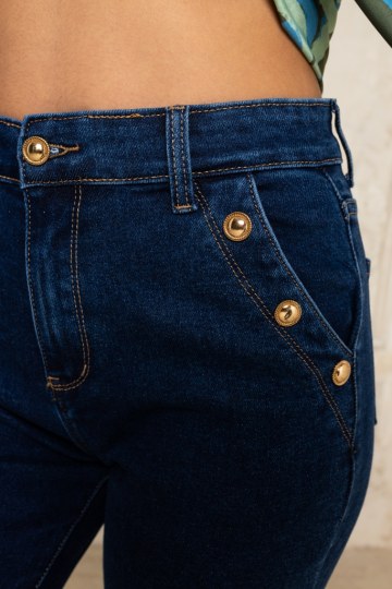  Παντελόνι τζιν mum fit με χρυσά κουμπιά - 