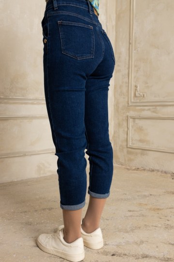  Παντελόνι τζιν mum fit με χρυσά κουμπιά - 