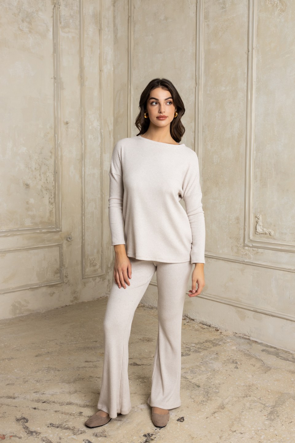 Παντελόνι rip με λάστιχο εκρού