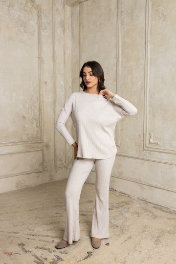 Παντελόνι rip με λάστιχο εκρού - 