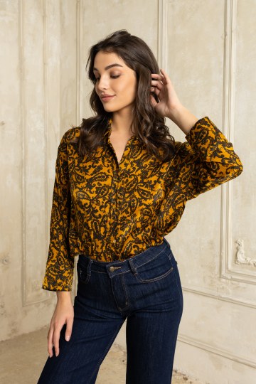 Πουκάμισο με λαχούρια μουσταρδί