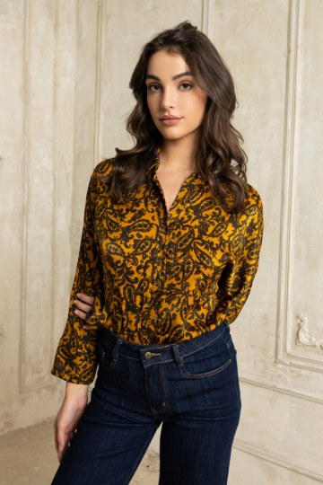 Πουκάμισο με λαχούρια μουσταρδί - 