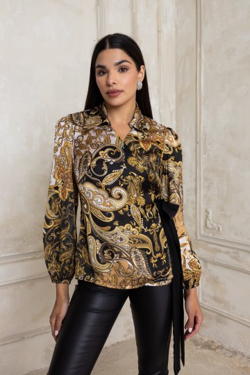 Πουκαμίσα κρουαζέ με λαχούρια χρυσή