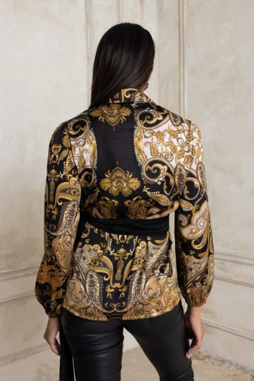 Πουκαμίσα κρουαζέ με λαχούρια χρυσή - 