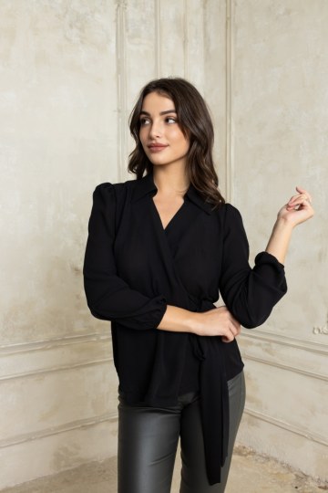 Πουκαμίσα κρουαζέ μαύρη - 