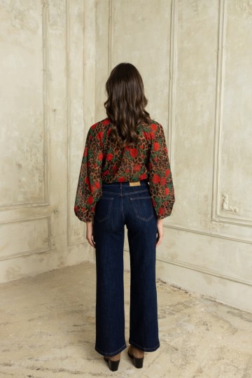 Πουκαμίσα λεοπάρ με κόκκινα τριαντάφυλλα - 