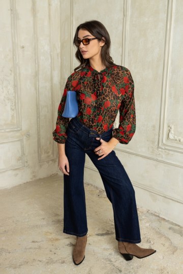 Πουκαμίσα λεοπάρ με κόκκινα τριαντάφυλλα - 