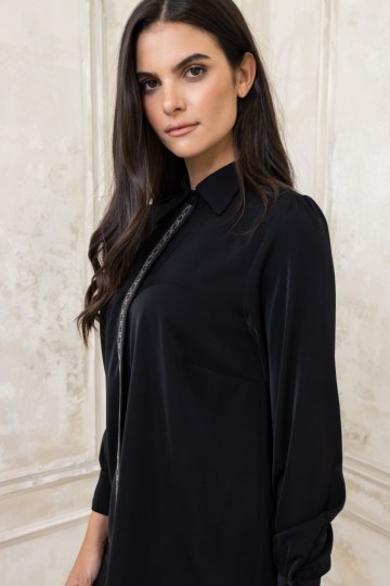  Πουκάμισο με λεπτομέρειες στο κούμπωμα μαύρο - 