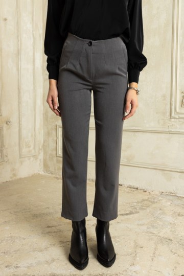 Παντελόνι γραφείου σε ίσια γραμμή γκρι - 
