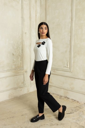  Παντελόνι γραφείου σε ίσια γραμμή μαύρο - 