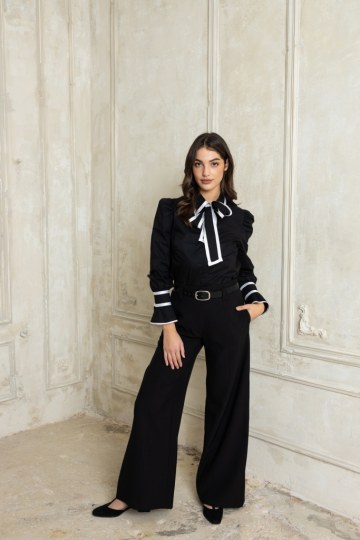 Παντελόνα σε φαρδιά γραμμή μαύρη - 