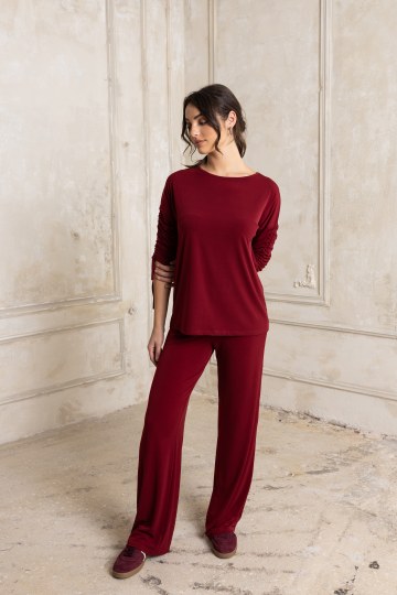 Παντελόνα με λάστιχο μπορντό