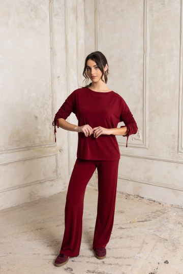 Παντελόνα με λάστιχο μπορντό - 