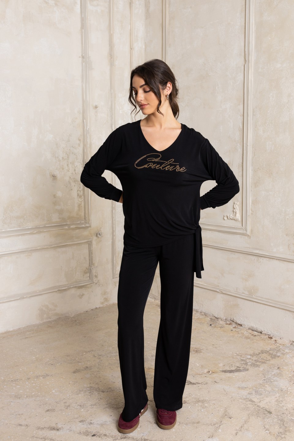 Παντελόνα με λάστιχο μαύρη