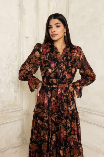 Φόρεμα με κουμπιά και βολάν εκάι - 