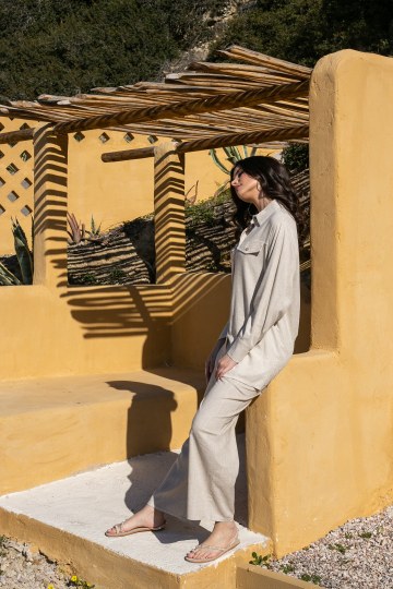 Πουκαμίσα αέρινη λινή μπεζ - 