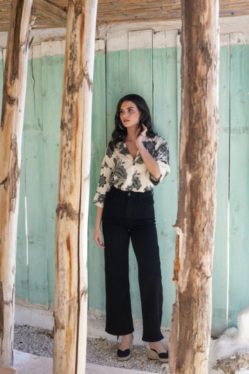 Παντελόνι wide leg μαύρο - 