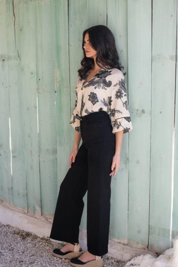 Παντελόνι wide leg μαύρο - 