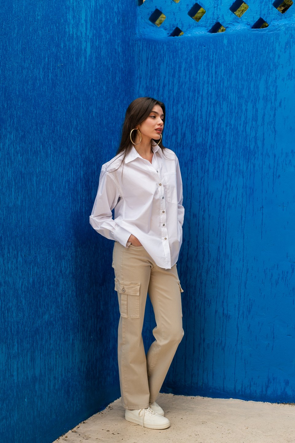 Παντελόνι σε ίσια γραμμή cargo μπεζ