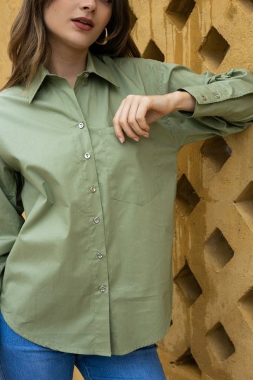 Πουκάμισο κλασικό μακρυμάνικο χακί - 