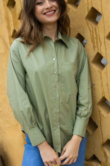 Πουκάμισο κλασικό μακρυμάνικο χακί - 