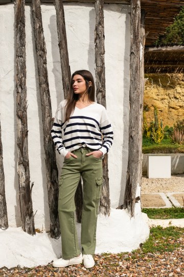 Παντελόνι σε ίσια γραμμή cargo χακί