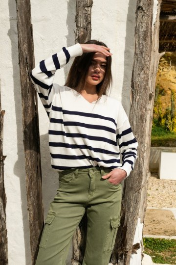 Παντελόνι σε ίσια γραμμή cargo χακί - 