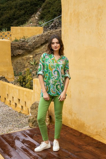  Παντελόνι τζιν ελαστικό σε στενή γραμμή πράσινο - 