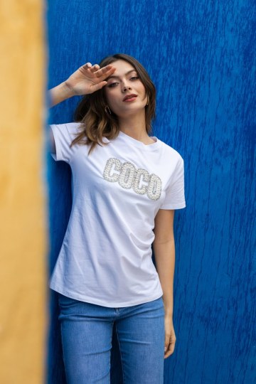  Μπλούζα κοντομάνικη coco λευκή  - 