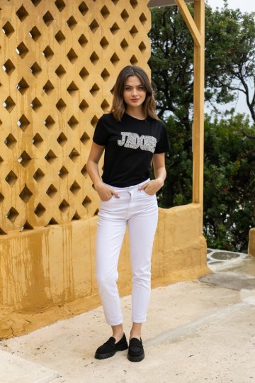  Παντελόνι ελαστικό mom fit λευκό