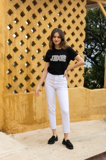  Παντελόνι ελαστικό mom fit λευκό - 