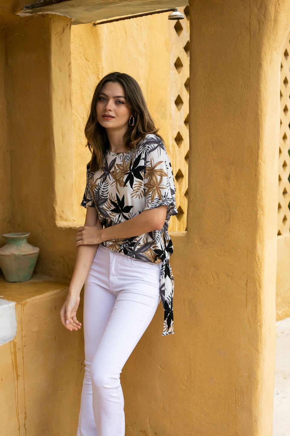 Παντελόνι τζιν ελαστικό σε στενή γραμμή λευκό