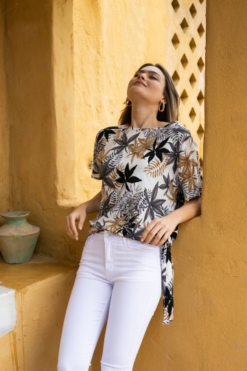 Παντελόνι τζιν ελαστικό σε στενή γραμμή λευκό - 